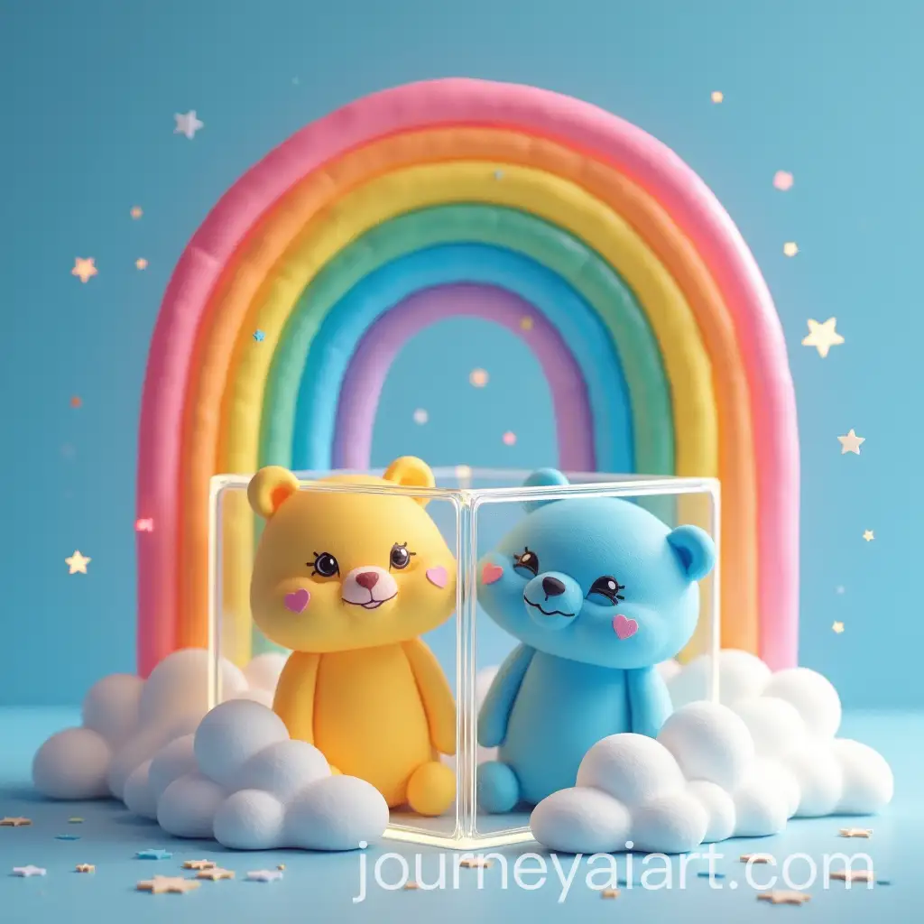Rainbows-Embracing-in-Transparent-Cube-on-Sky-and-Starred-Table