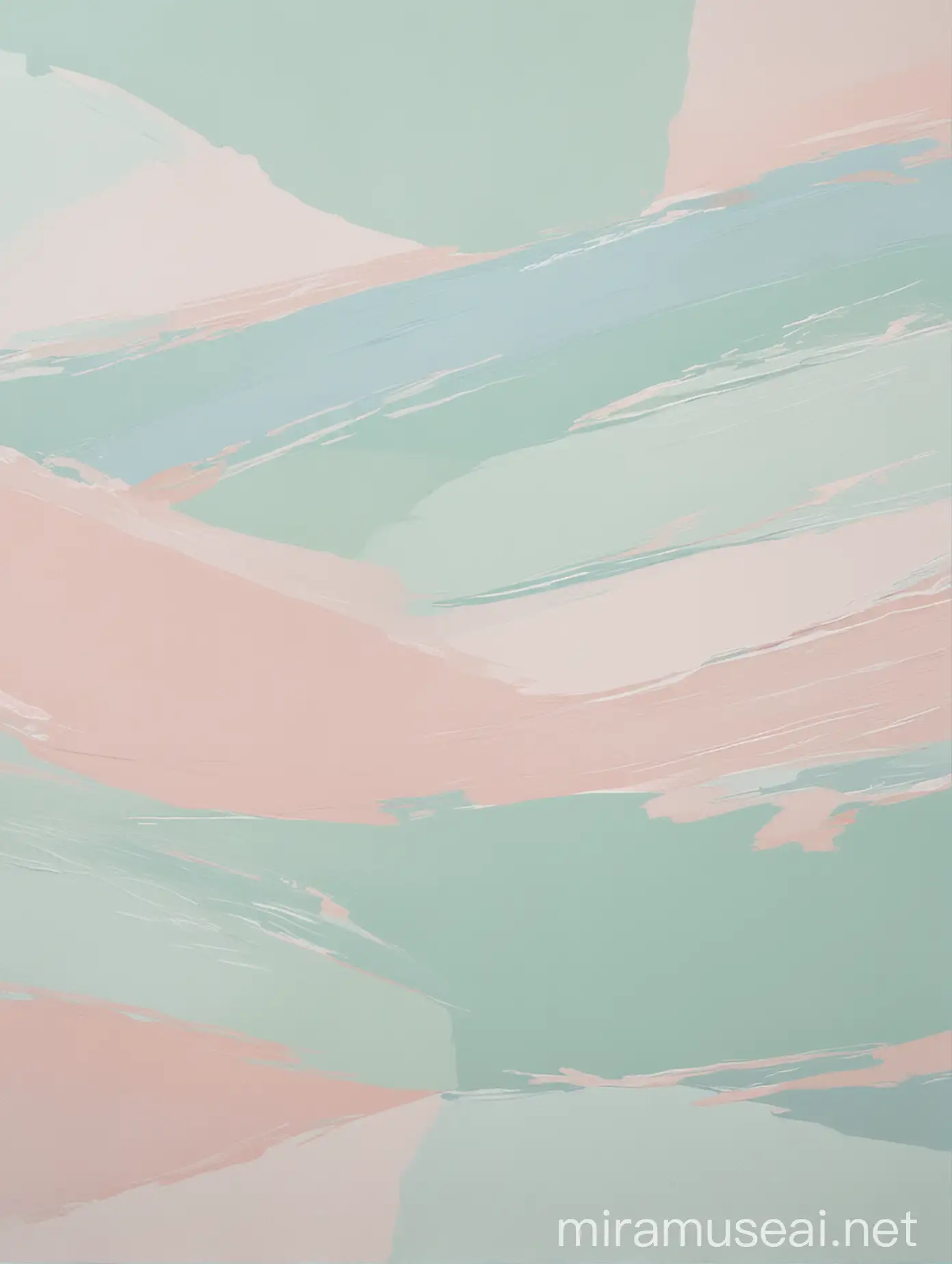 Abstract Painting with Blush Pink Mint Green and Baby Blue Soft Pastel Colors