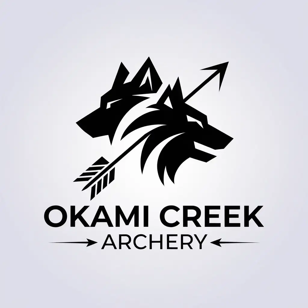 LOGO Design for Okami Creek Archery Wolfpack Arrow in Minimalistic Style for Internet Industry