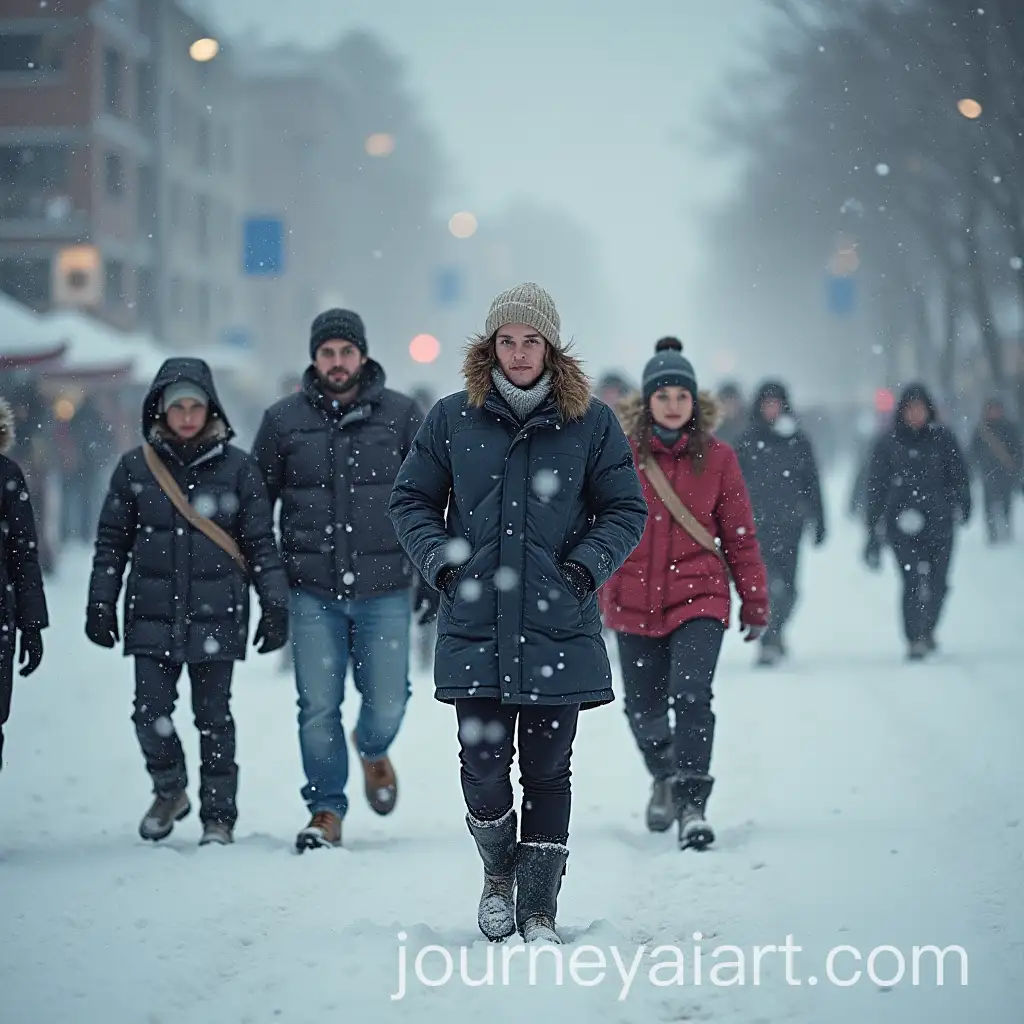 Group-of-People-Bundled-Up-Against-the-Cold-Weather
