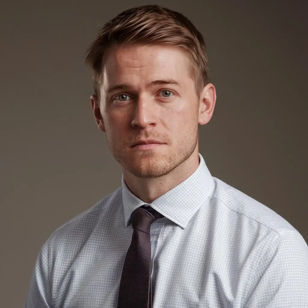 Professional Insurance Headshot 30YearOld Man in ButtonUp Shirt and Tie