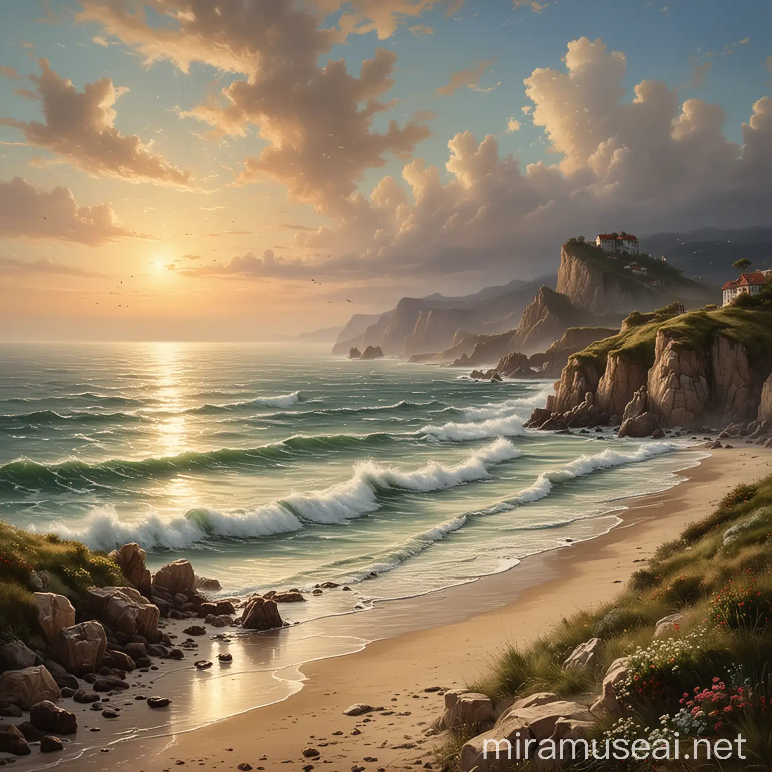 Romantic Landscape by the Seashore