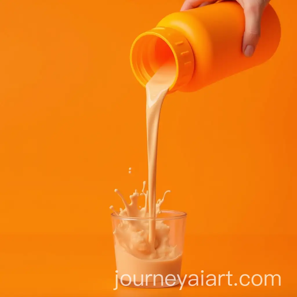 CloseUp-of-Protein-Shake-Pouring-from-Gym-Shaker-Bottle-with-Orange-Cap