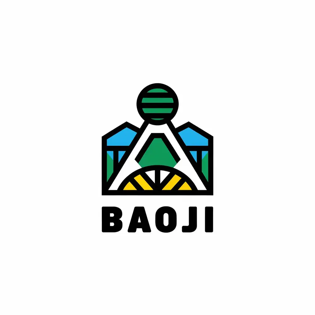 a vector logo design,with the text "Baoji", main symbol:tripod/baoji/bridge,Moderate,be used in Others industry,clear background