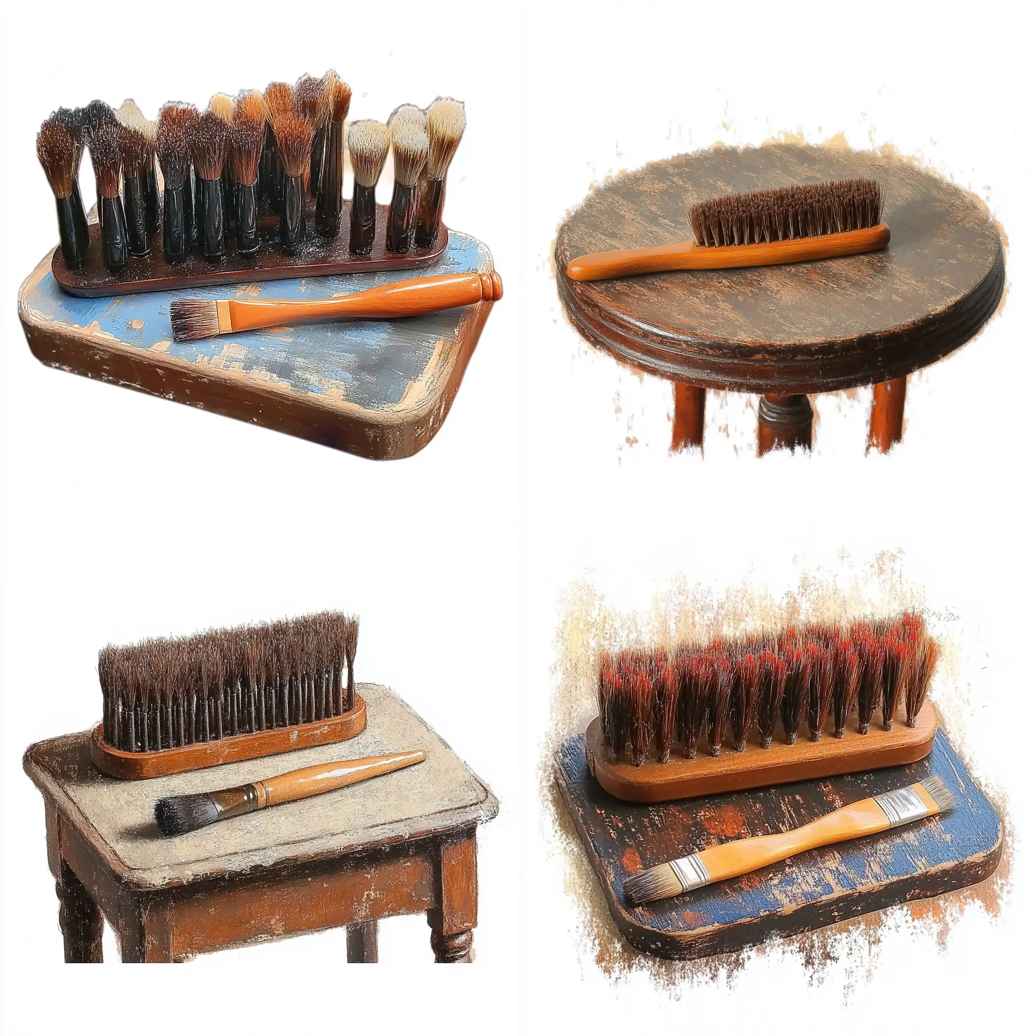 Brush-on-a-Table-with-Colorful-Paints-and-Artist-Palette