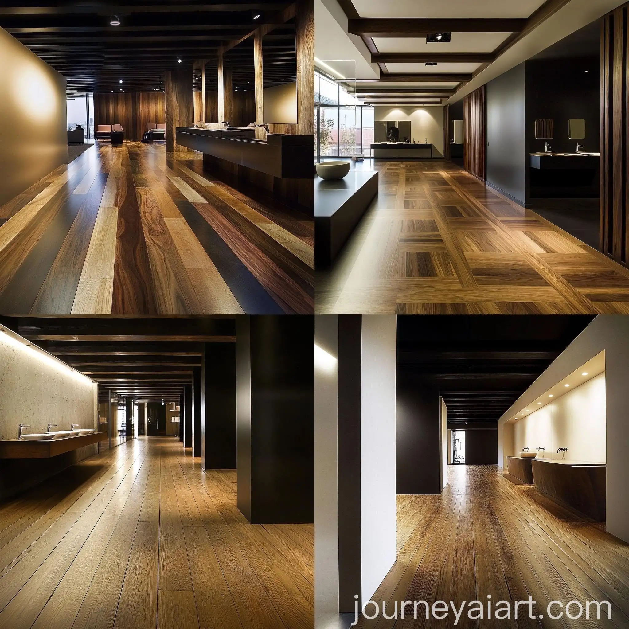 Wood-Floor-Journey-AI-Art-with-Program-and-Design-Logo-in-Water-Young-Style-and-Orange-Wave