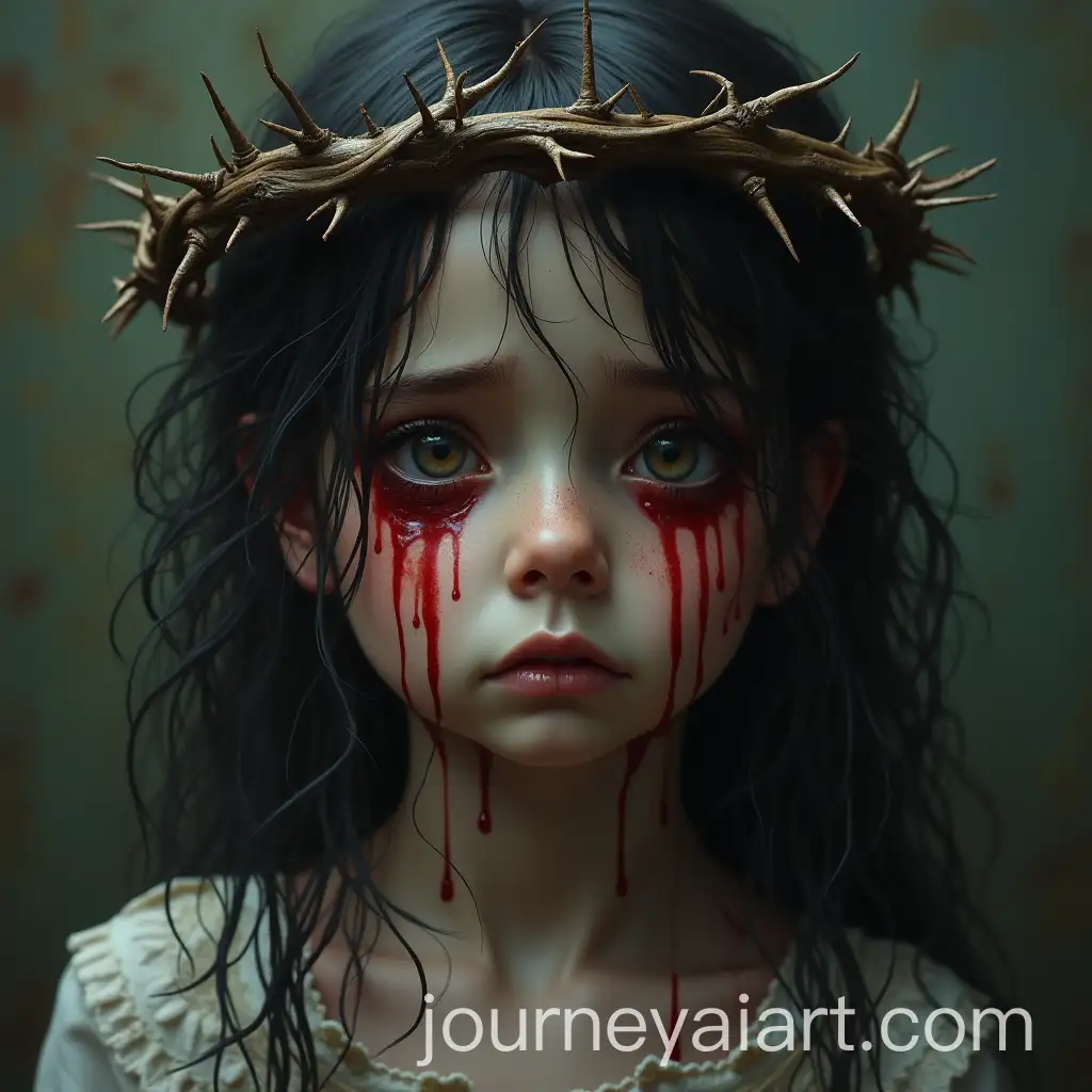 Crying-Girl-with-Thorn-Crown-and-Blood-Dripping-from-Eyes