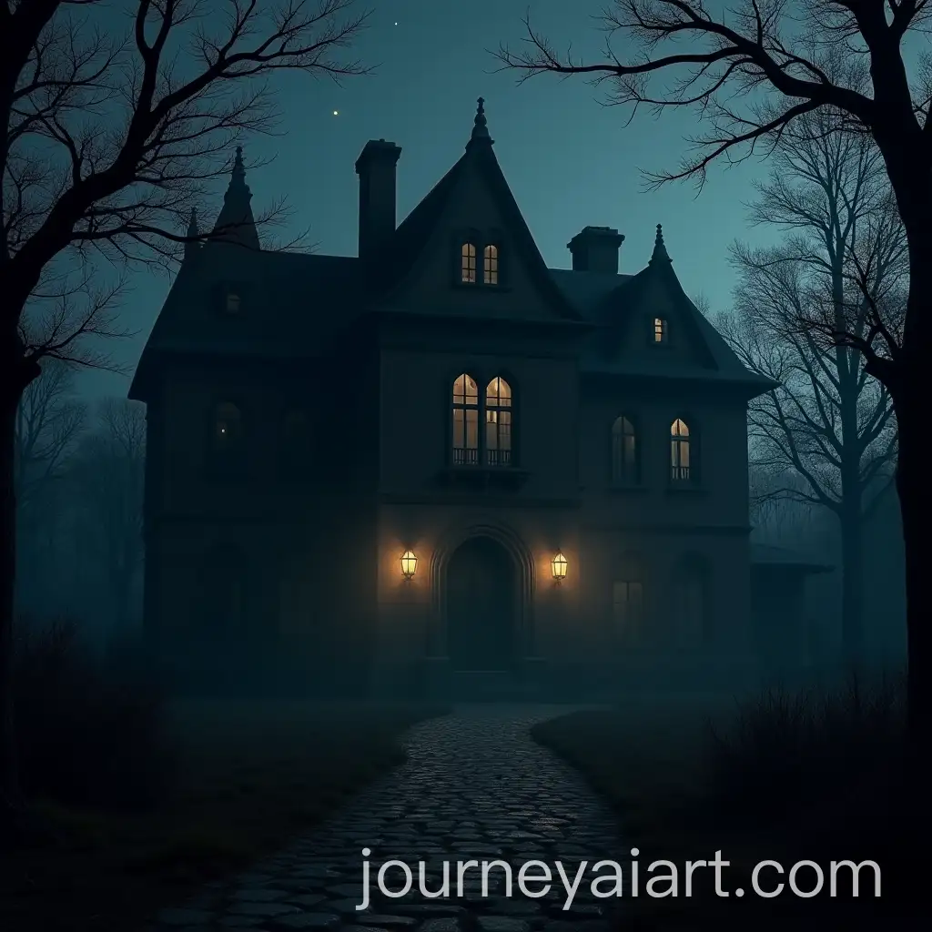 Eerie-Gothic-Mansion-Surrounded-by-Shadows-and-Wild-Branches