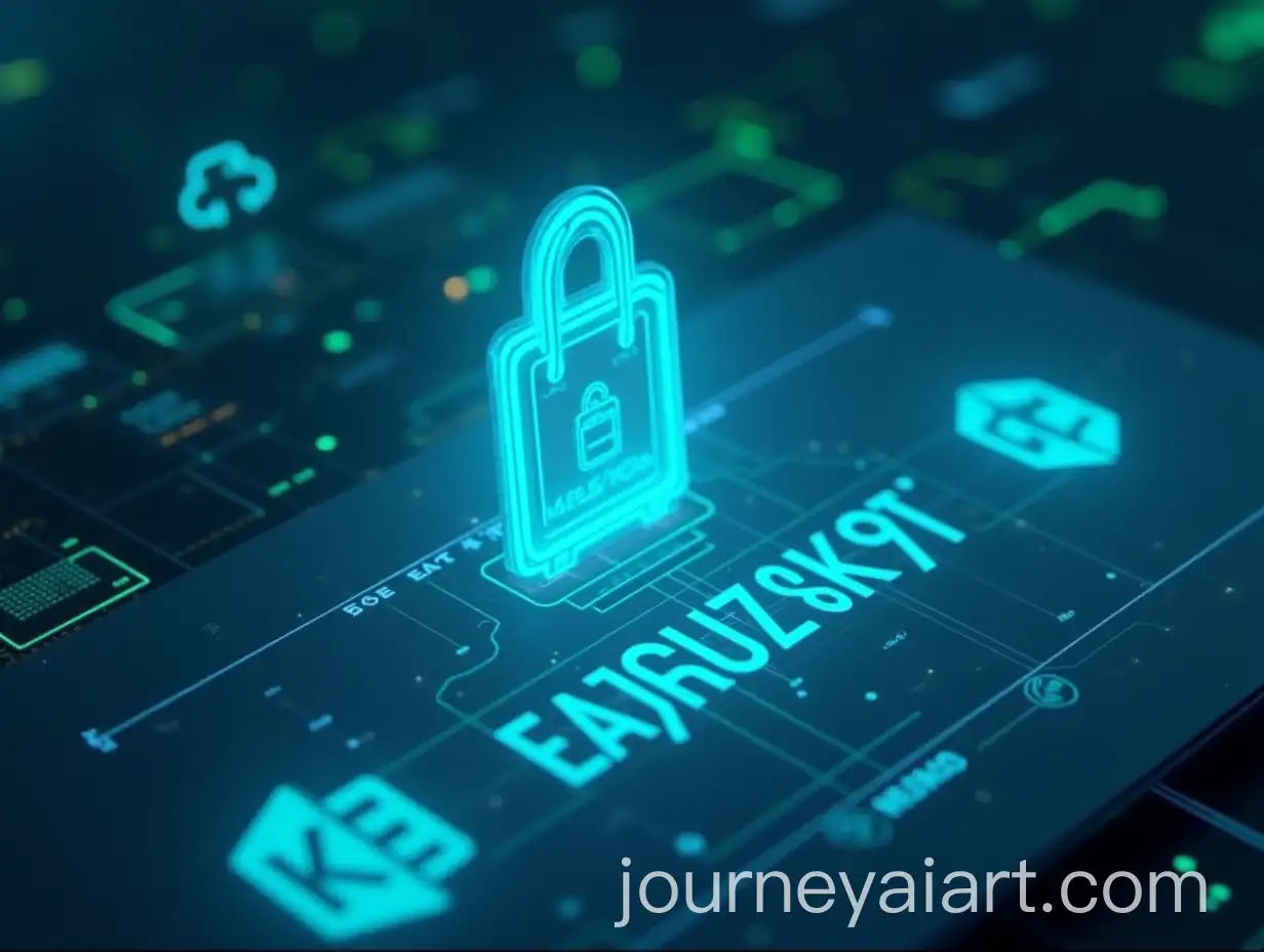 GlowingAI-Image-Prompt-Expansion-License-Key-Above-Microsoft-Office-and-Kaspersky-Logos-with-Futuristic-Digital-Effects