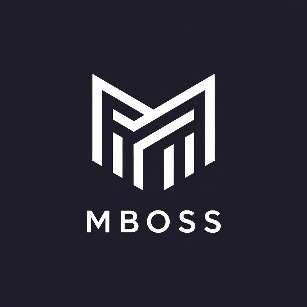 LOGO Design for MBOSS Dark Theme Minimalistic Style with Clear Background