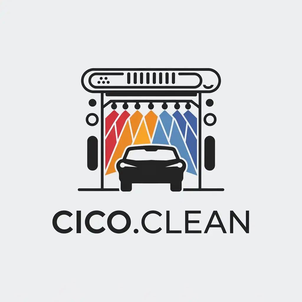 LOGO Design for CicoClean Carwash Symbol with MultiColored Minimalist Style and Clear Background