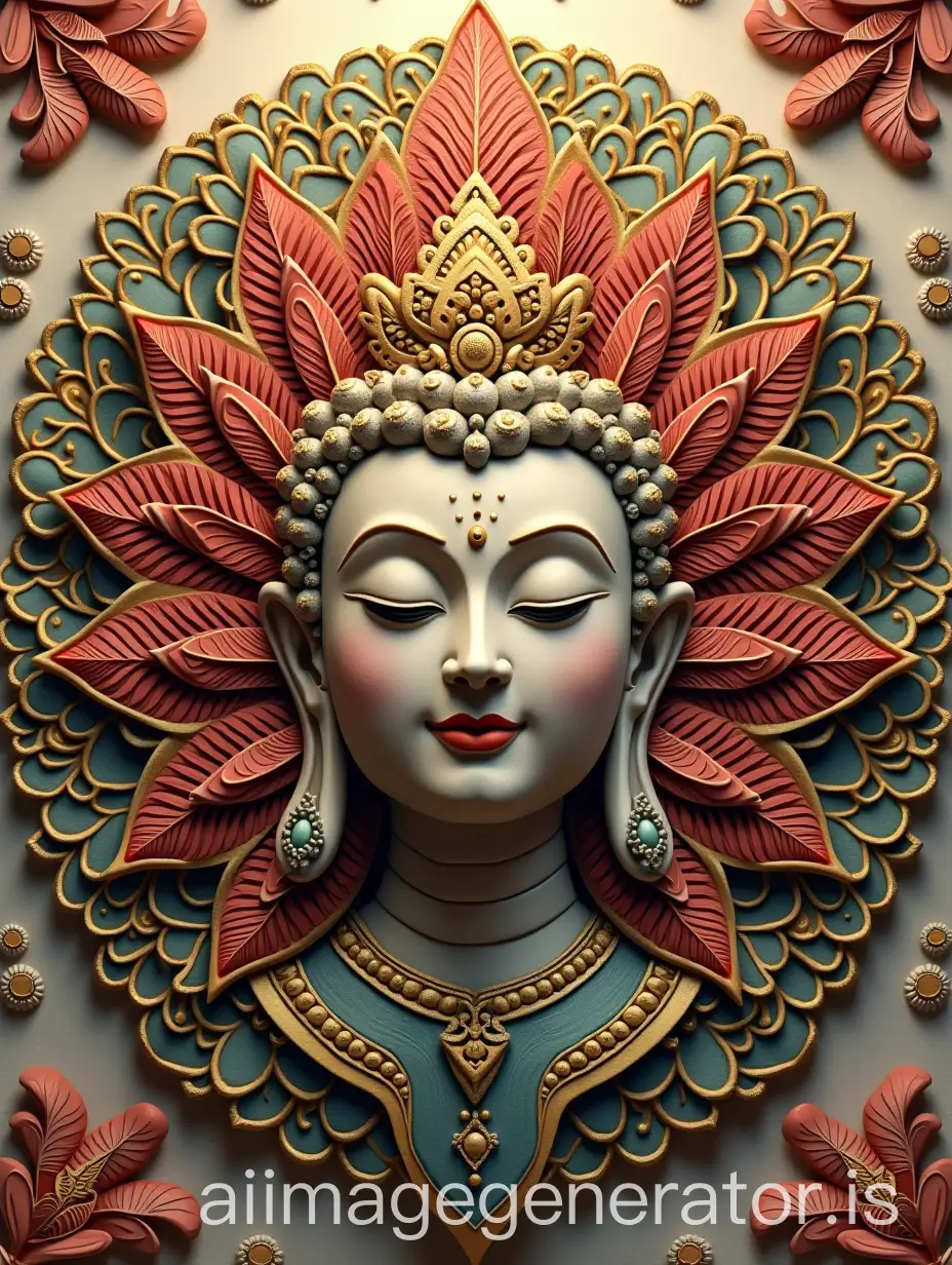 Intricate-3D-Mandala-Featuring-a-Central-Buddha-Face