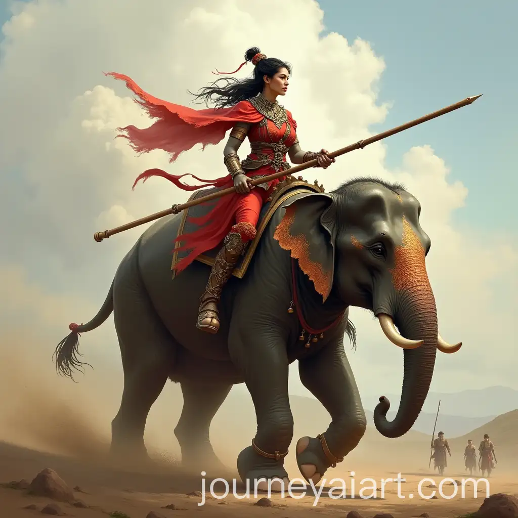 Vietnamese-Female-Warrior-Lady-Trieu-Riding-an-Elephant