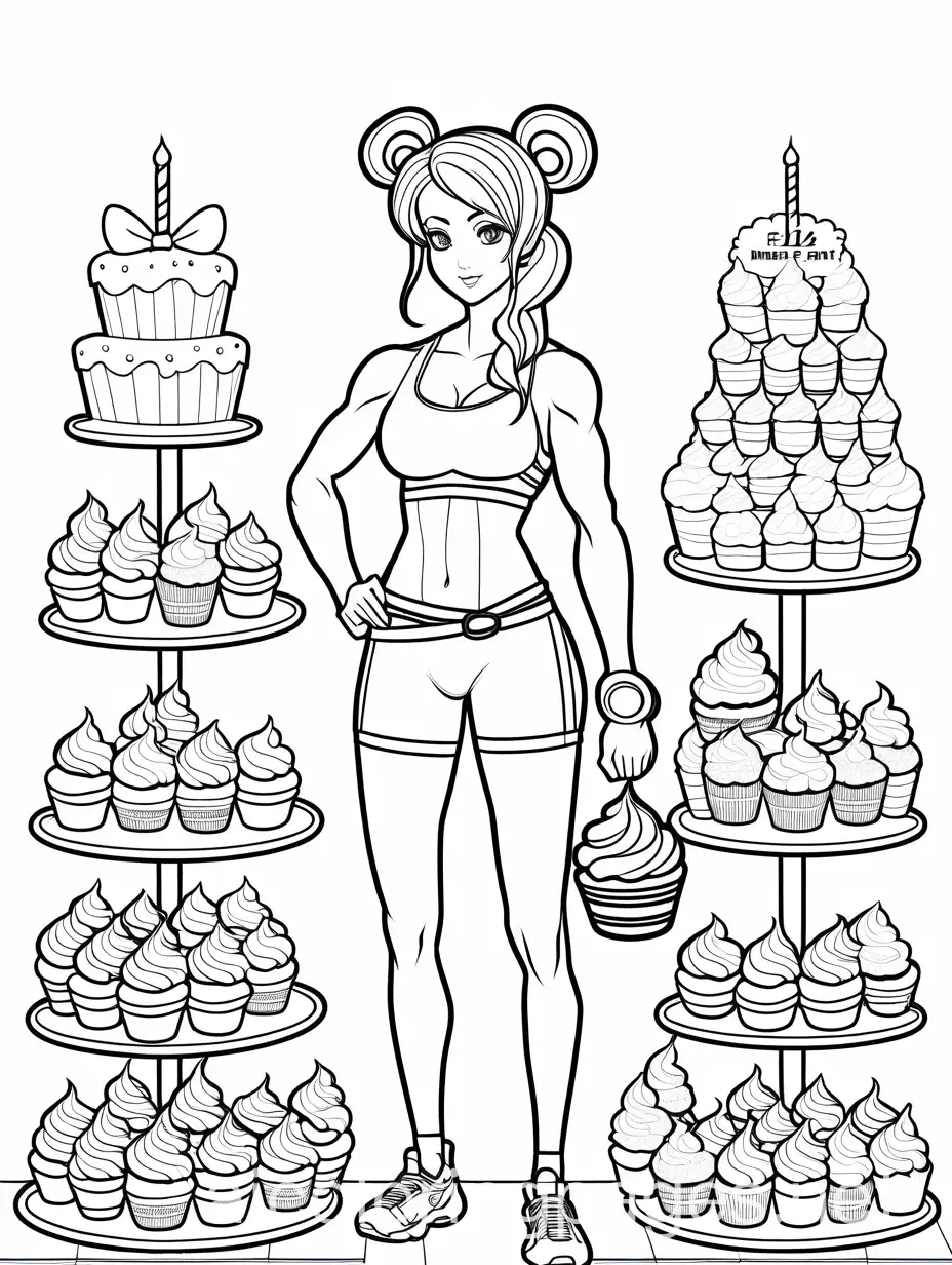 Muscular-Anime-Princess-Doing-CrossFit-Surrounded-by-Cakes-Cupcakes-and-Cookies