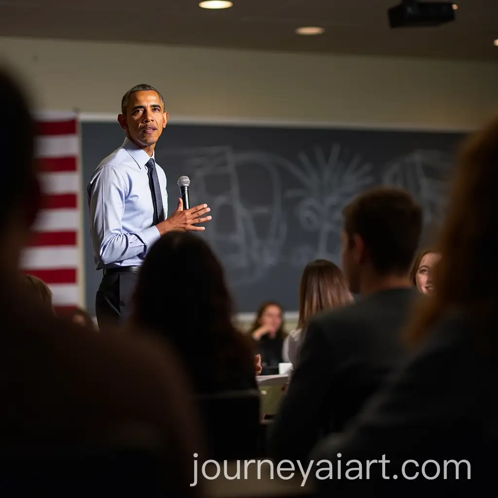 Barack-Obama-Giving-a-Presentation-at-a-School