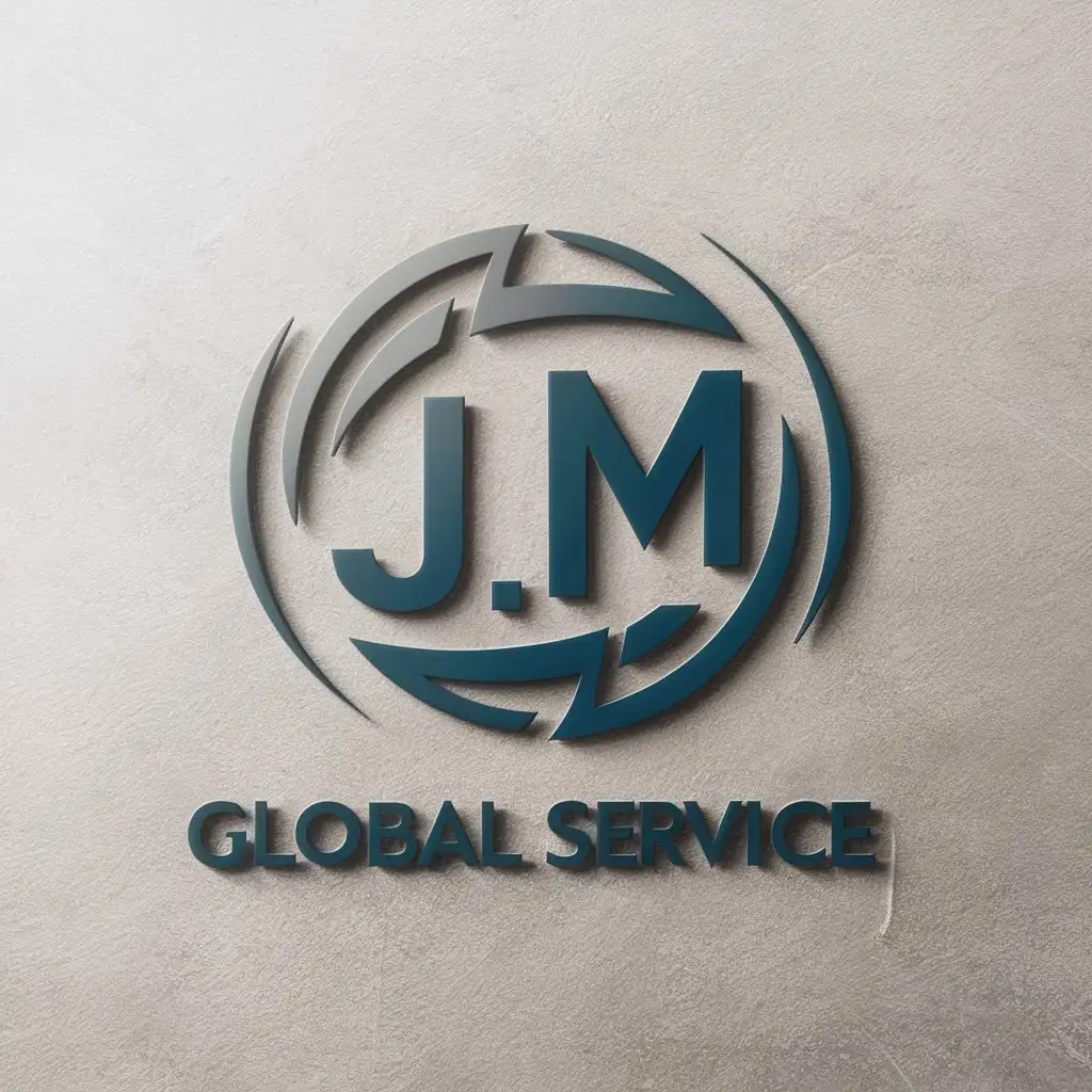 LOGO Design for JM GLOBAL SERVICE Professional Text with Global Symbol in Finance Industry