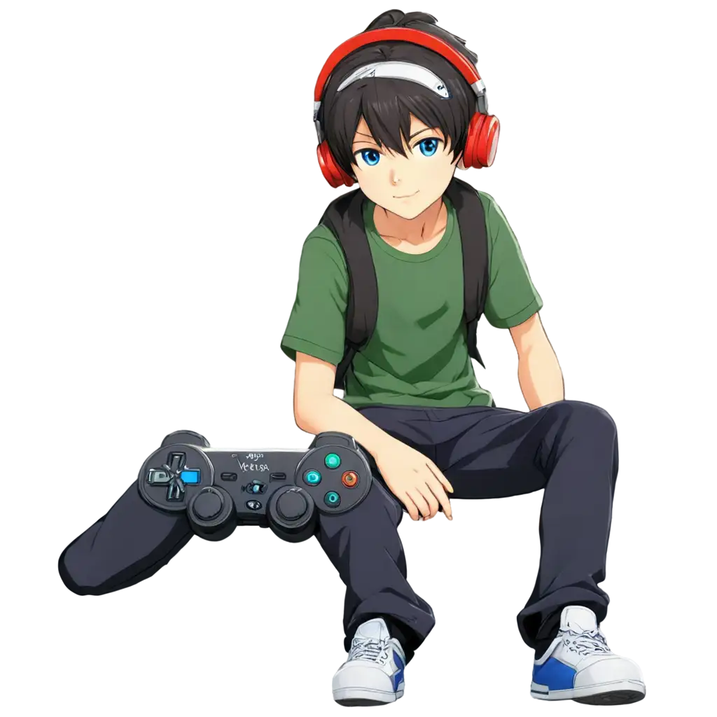 Anime gamer boy