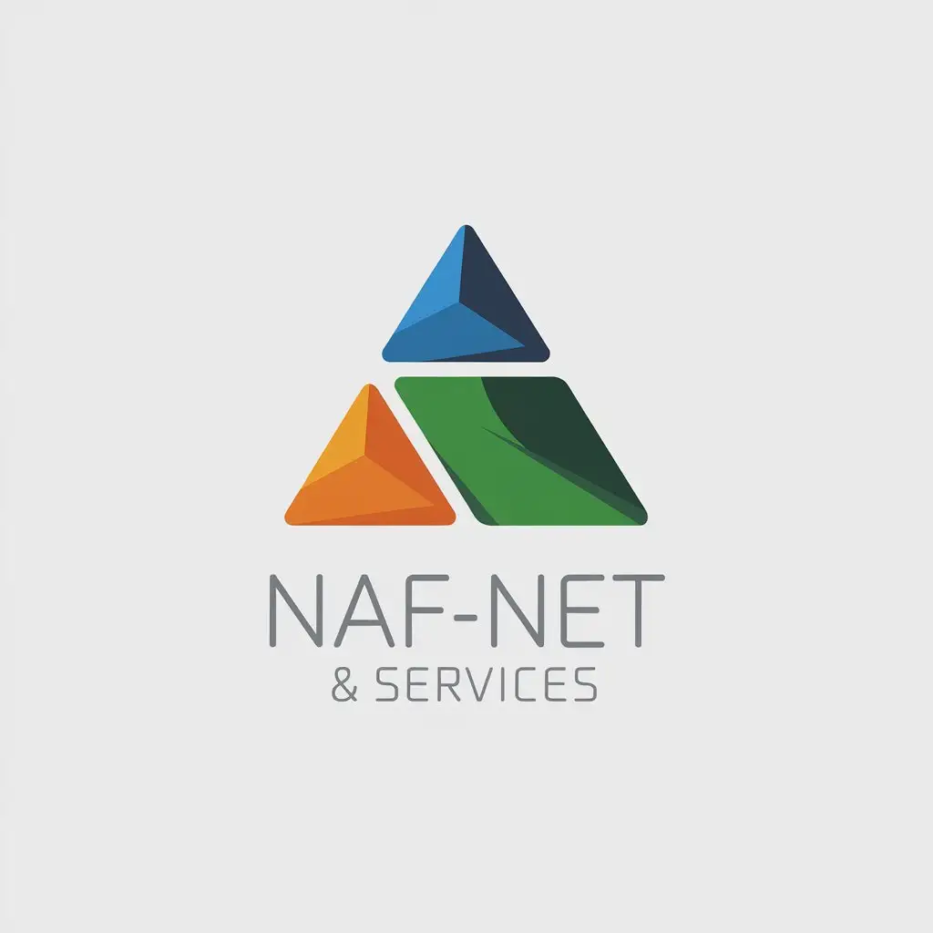 LOGO Design for NafNet Services Modern Triangular Shapes in Orange Blue and Green with Elegant Typography