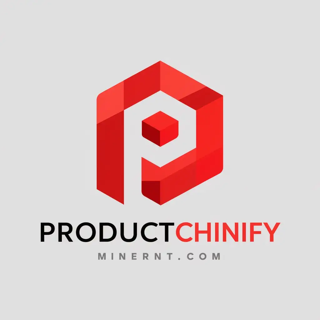 a vector logo design,with the text "productchinify.com", main symbol:Technology, App product Chinese, red,Minimalistic,be used in Internet industry,clear background