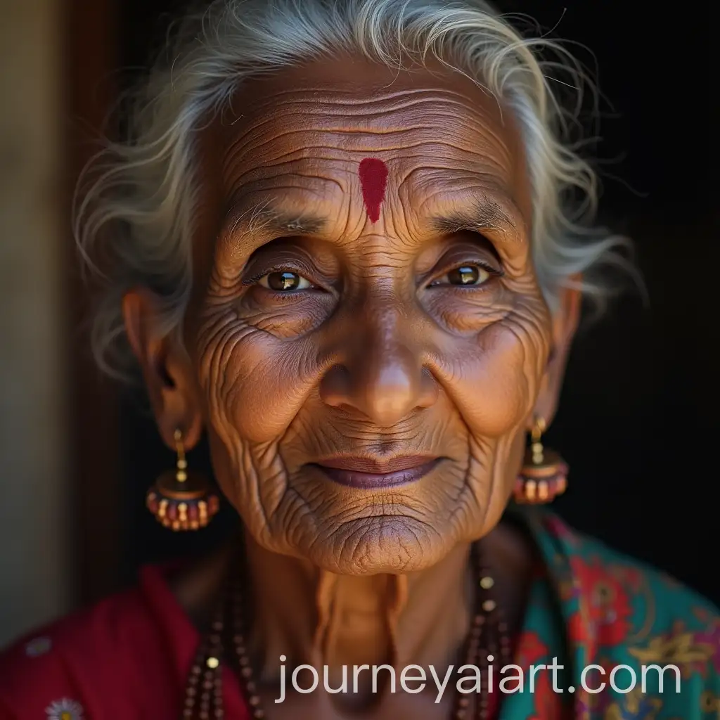 Elderly-Indian-Woman-with-Earrings-and-Facial-Wrinkles