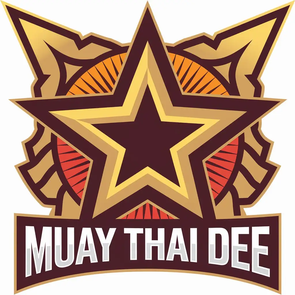 LOGO-Design-for-MUAY-THAI-DEE-Bold-Star-Symbol-on-Clear-Background