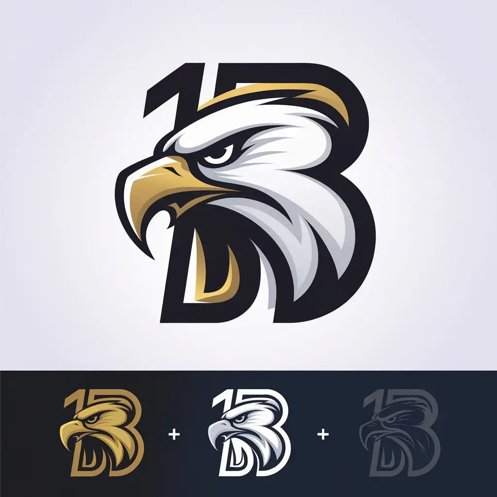 LOGO Design for Bold Eagle Dynamic Integration of Eagle Head and Number 1 in Black Gold and Dark Blue Tones