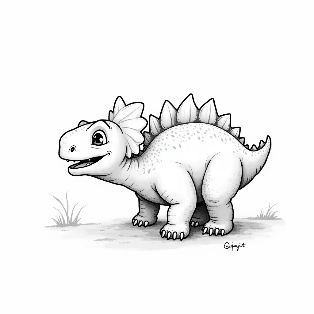 Black-and-White-Ankylosaurus-Illustration-for-Kids-Painting