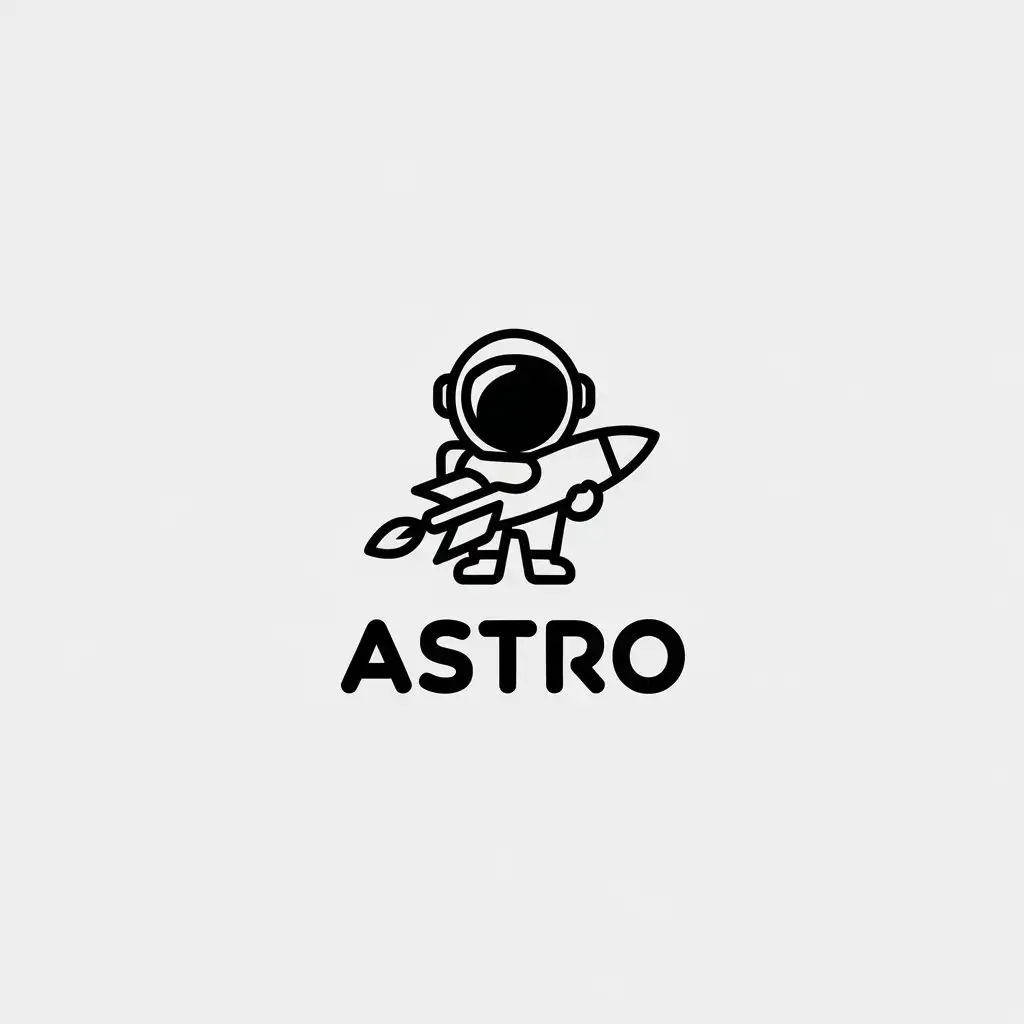 LOGO Design for Astro Minimalistic Astronaut and Rocket Ship with Clear Background Theme