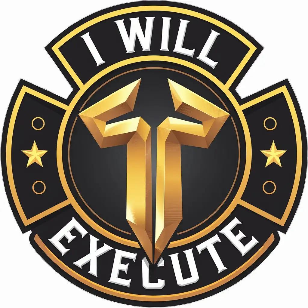 LOGO Design for I Will Execute Golden Iron Rod Symbol with Technology Industry Theme