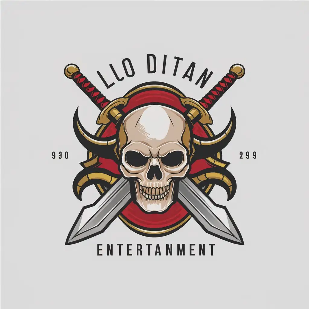 a vector logo design,with the text "Luo Ditian", main symbol:sword, skull, demon,complex,be used in Entertainment industry,clear background