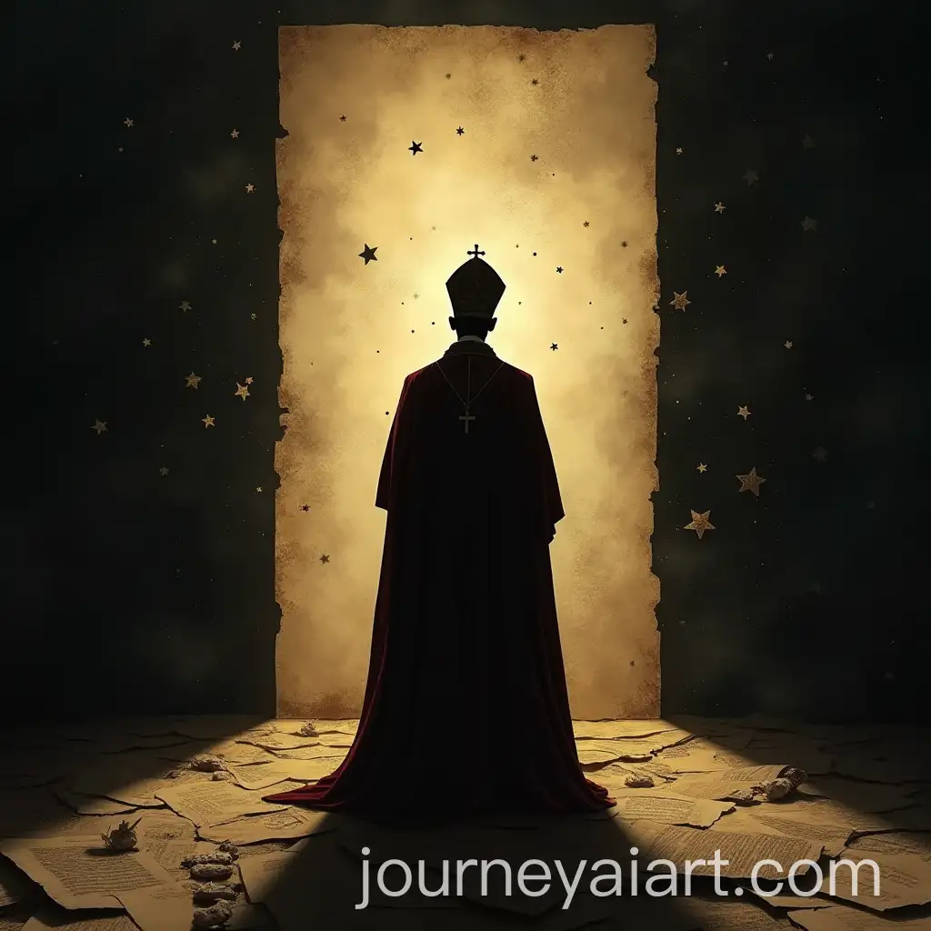 Mysterious-Pope-Silhouette-with-Nostradamus-Symbols-on-Dark-Parchment-Background