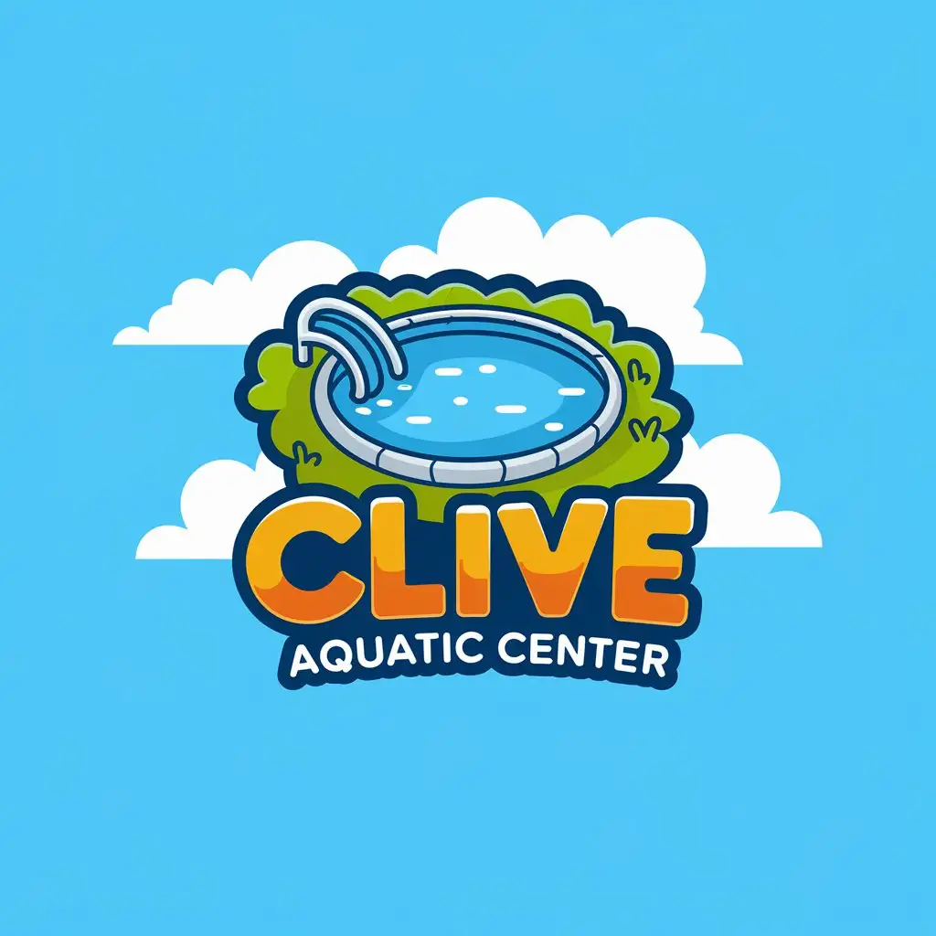 LOGO Design for Clive Aquatic Center Playful Pool Theme with Water Background for Sports Fitness Industry