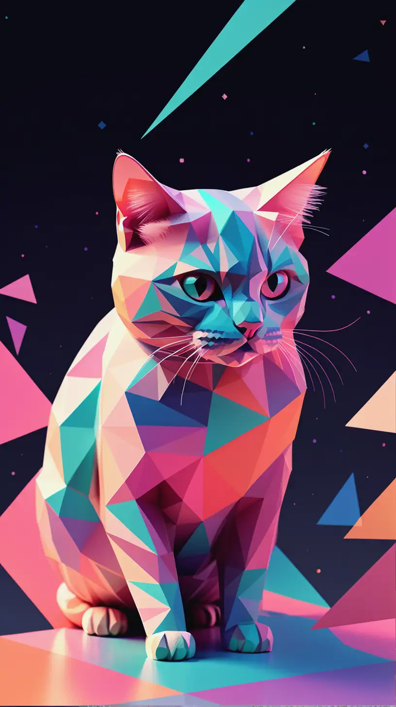 Dreamy Geometric Cat Scratching the Screen