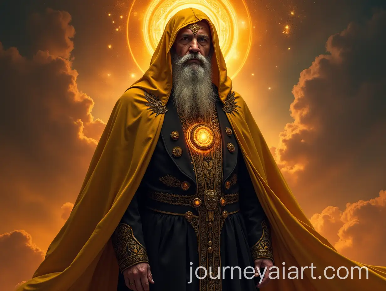 Cosmic-Old-Man-in-Celestial-Attire-Against-Fiery-Backdrop