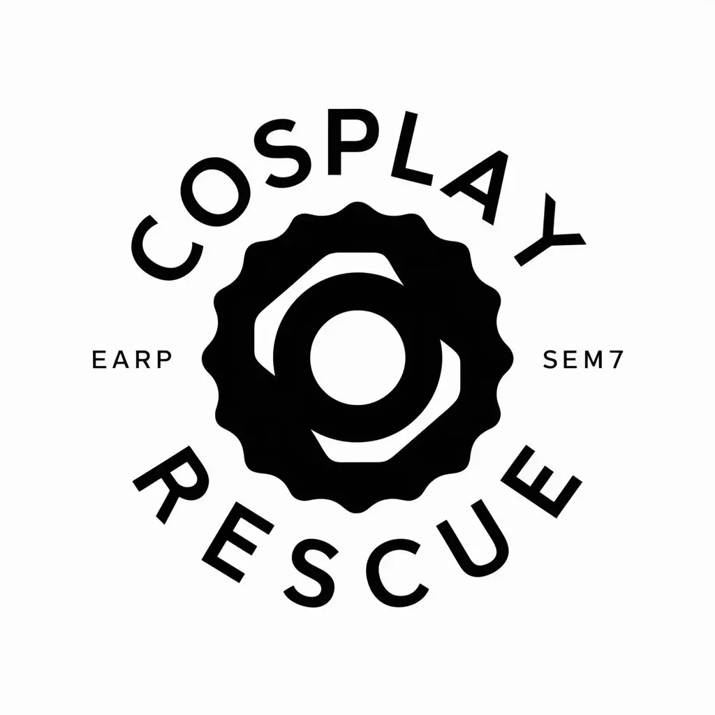 a vector logo design,with the text "Cosplay Rescue", main symbol:nut (bolt),complex,be used in Entertainment industry,clear background