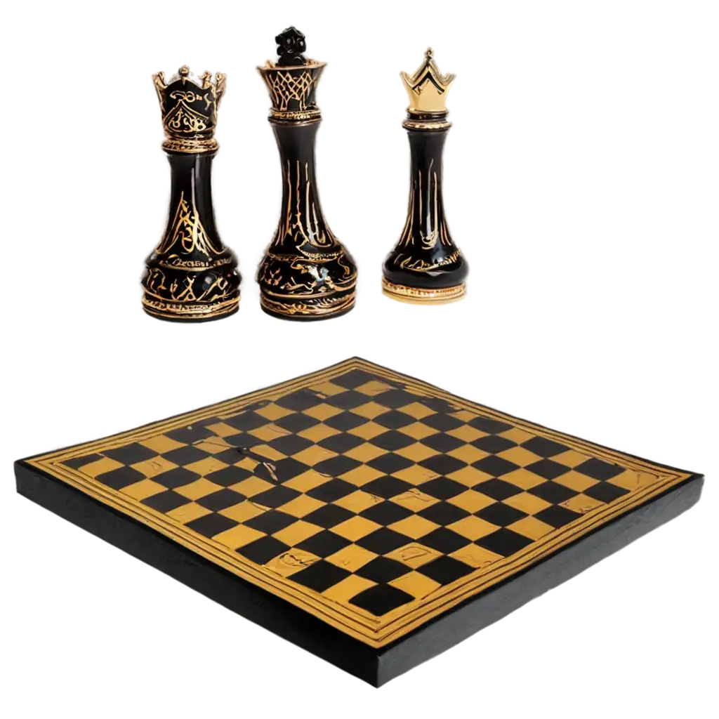 Exquisite-Black-and-Gold-Chess-Board-PNG-Image-Enhancing-Elegance-and-Contrast