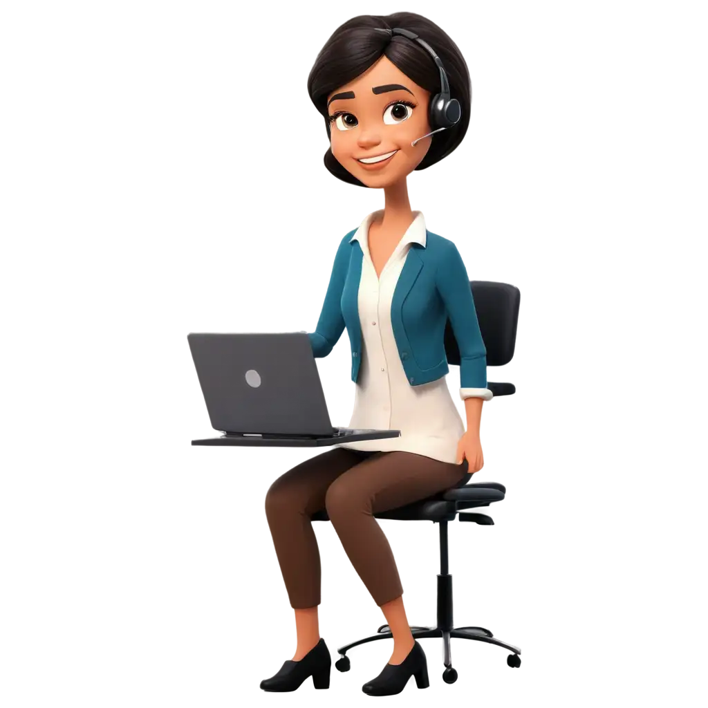 Professional-Customer-Service-Cartoon-PNG-Image-for-UI-Design-Welcoming-Client-from-Desk