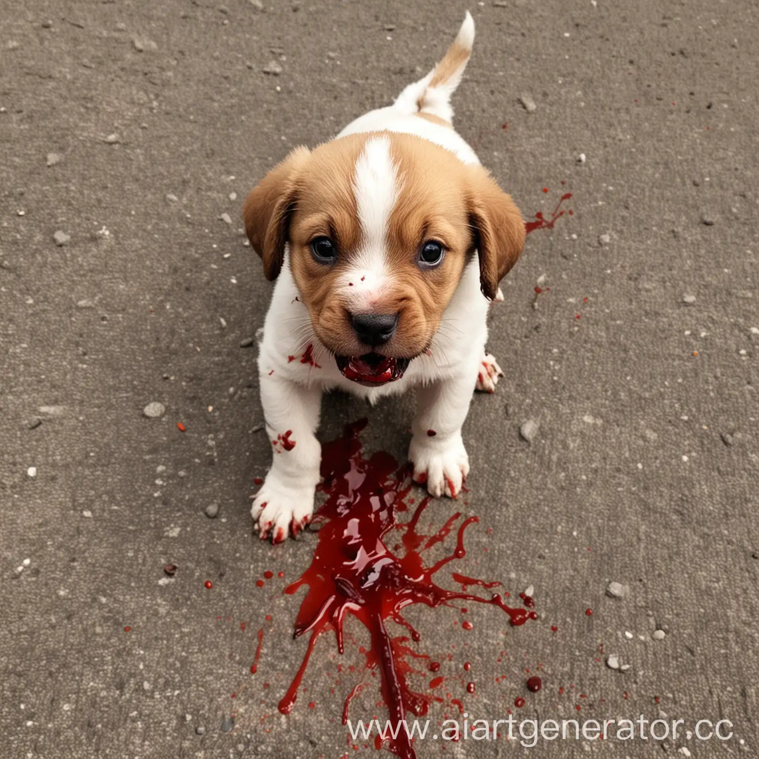 Playful-Puppy-with-BloodStained-Fur