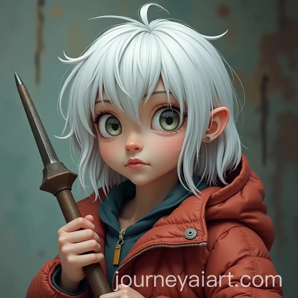 Young-GirlAI-Image-Prompt-Expansion-with-White-Hair-Holding-a-Tool-in-a-Creative-Setting