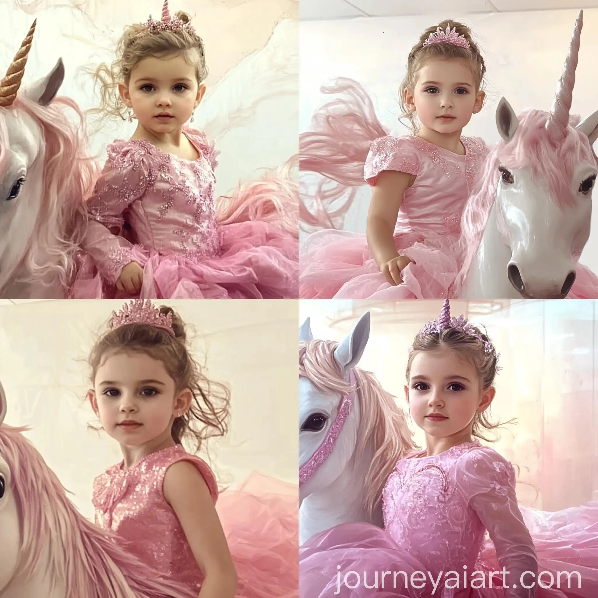 Riding-Unicorn-with-Long-Hair-in-Pretty-Pink-Dress
