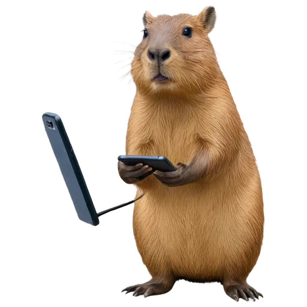 HighQuality-PNG-Image-of-Capybara-Using-Cellphone-AI-Art-Prompt