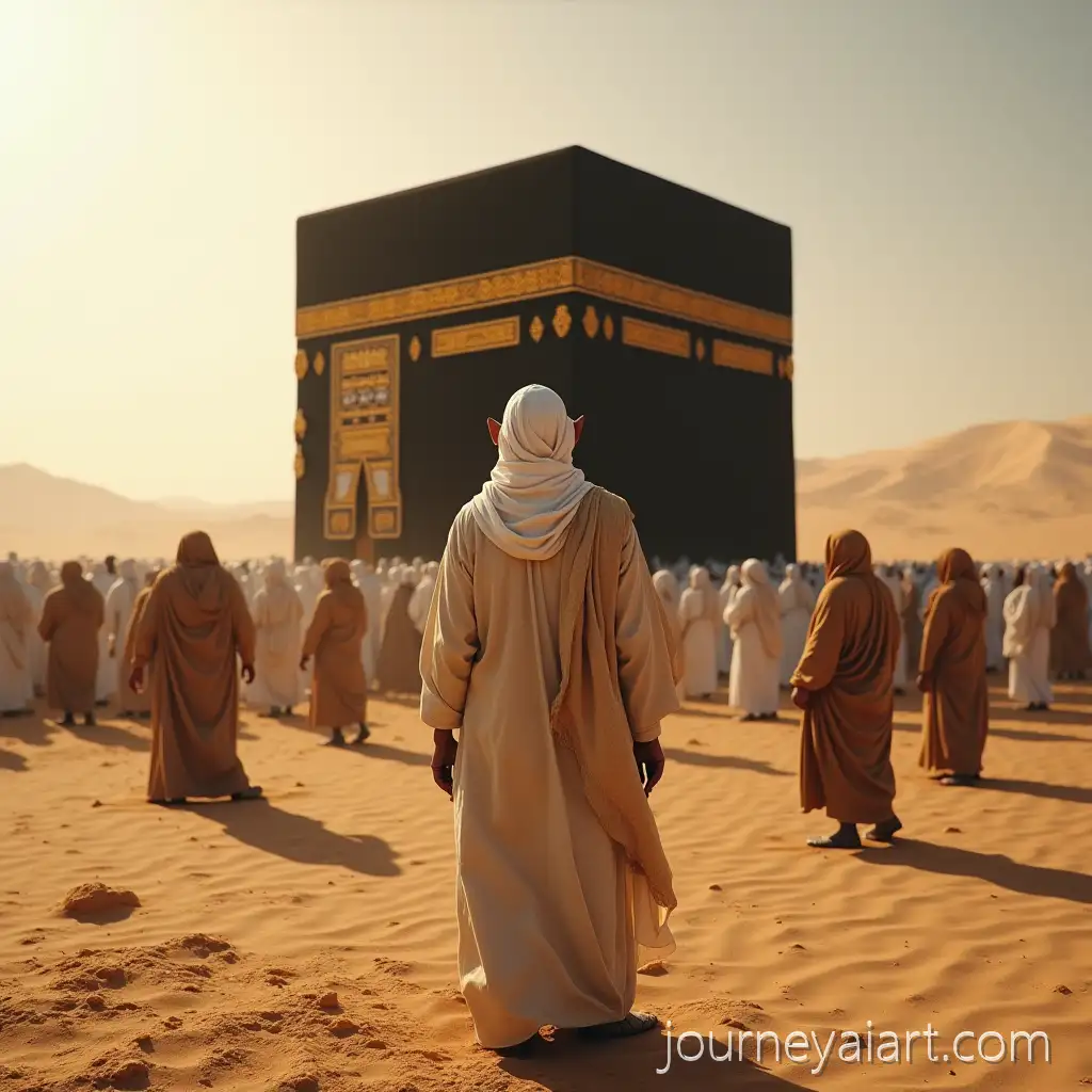 Ancient-Arab-Man-Worshipping-Idols-in-Front-of-the-Kaaba-in-Desert-Landscape