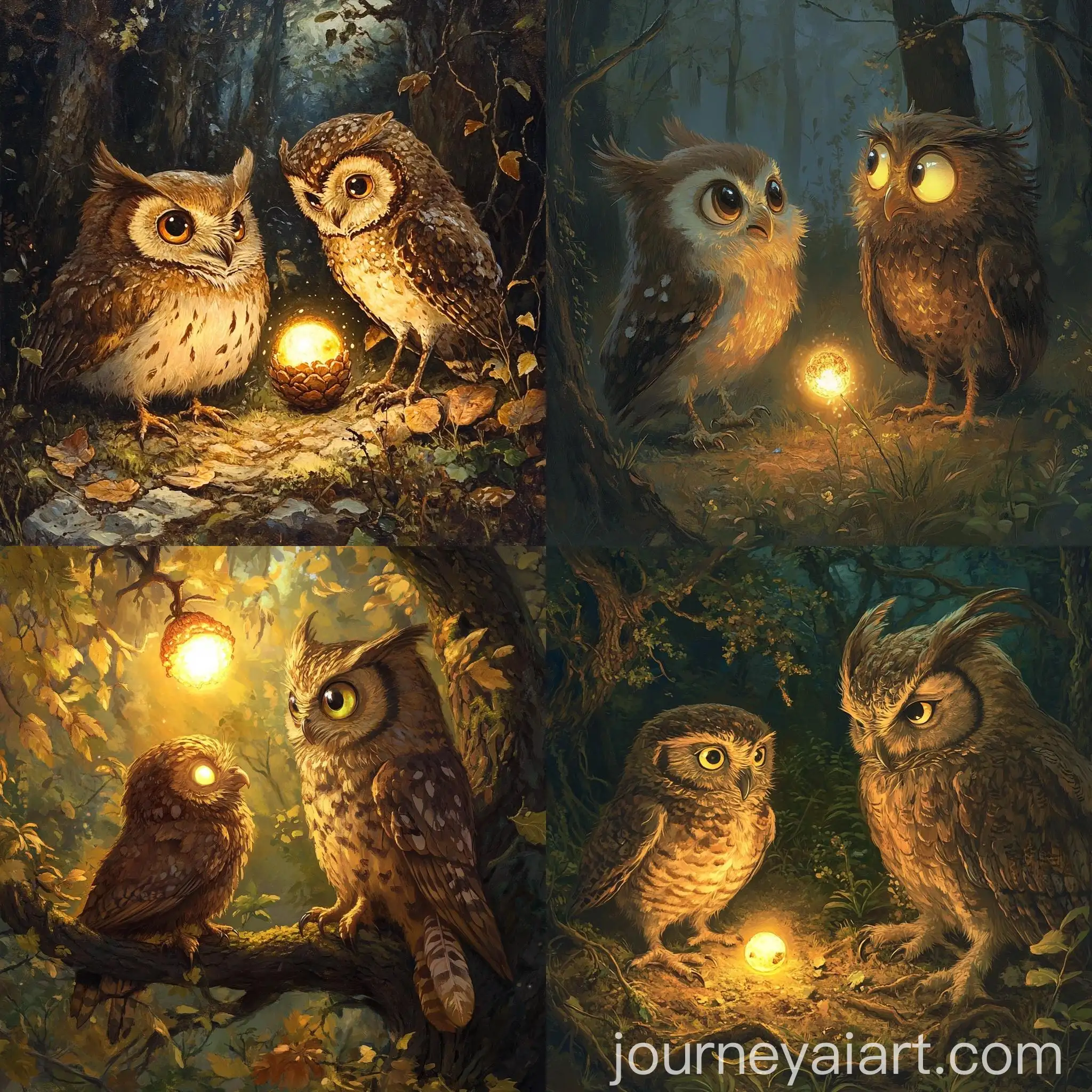 Wise-Owls-Advice-to-Nutty-with-Glowing-Acorn-in-Forest-Clearing