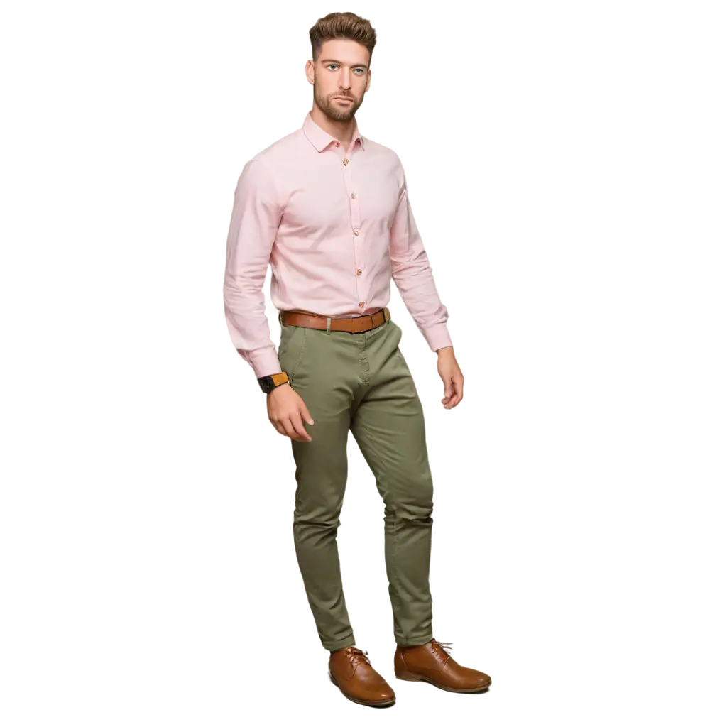 PNG-Image-Stylish-Man-in-Soft-Pink-Shirt-and-Military-Style-Pants