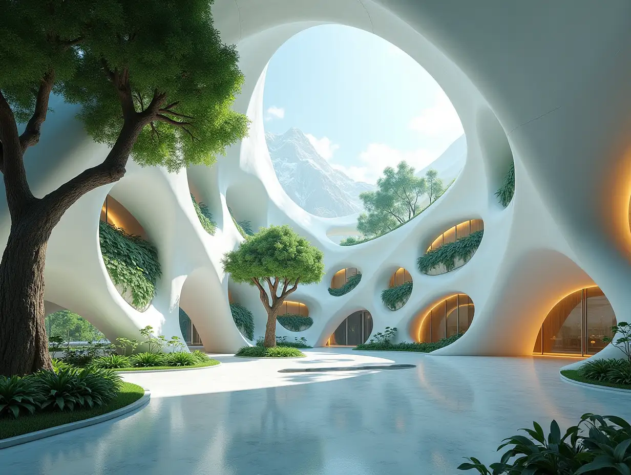 Futuristic Hospital Interior Inspired by Nature