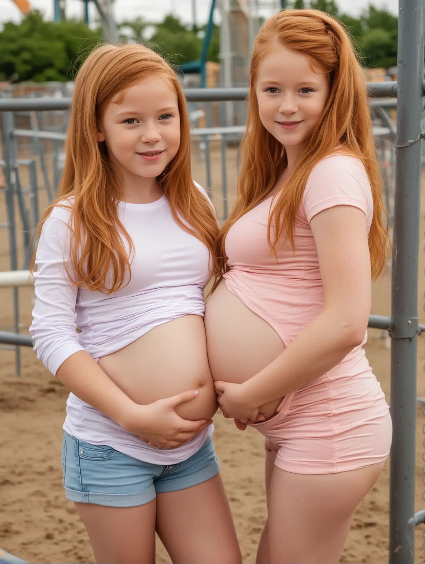 Pregnant-Mother-with-Young-Daughters-at-Playground