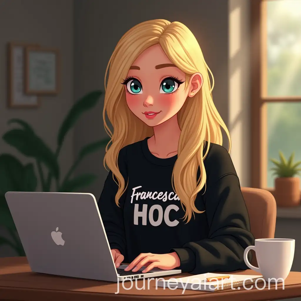 Girl-with-Teal-Eyes-and-Cinder-Blonde-Hair-Working-on-MacBook-in-Social-Media-Managers-Office