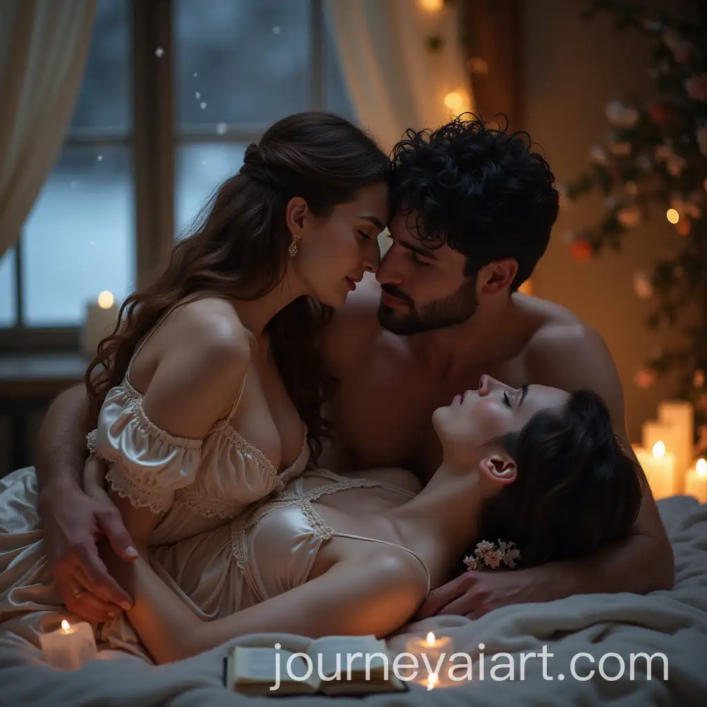 Romantic-Fantasy-Couple-in-a-Snowy-Bedroom-Embrace