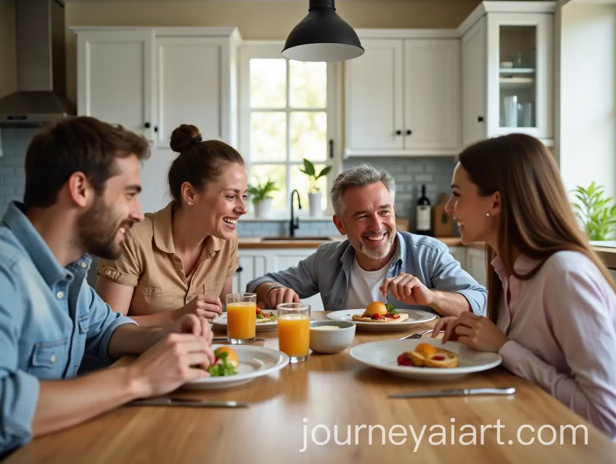 Family-of-Four-Enjoying-Breakfast-Together-in-a-Beautiful-Kitchen