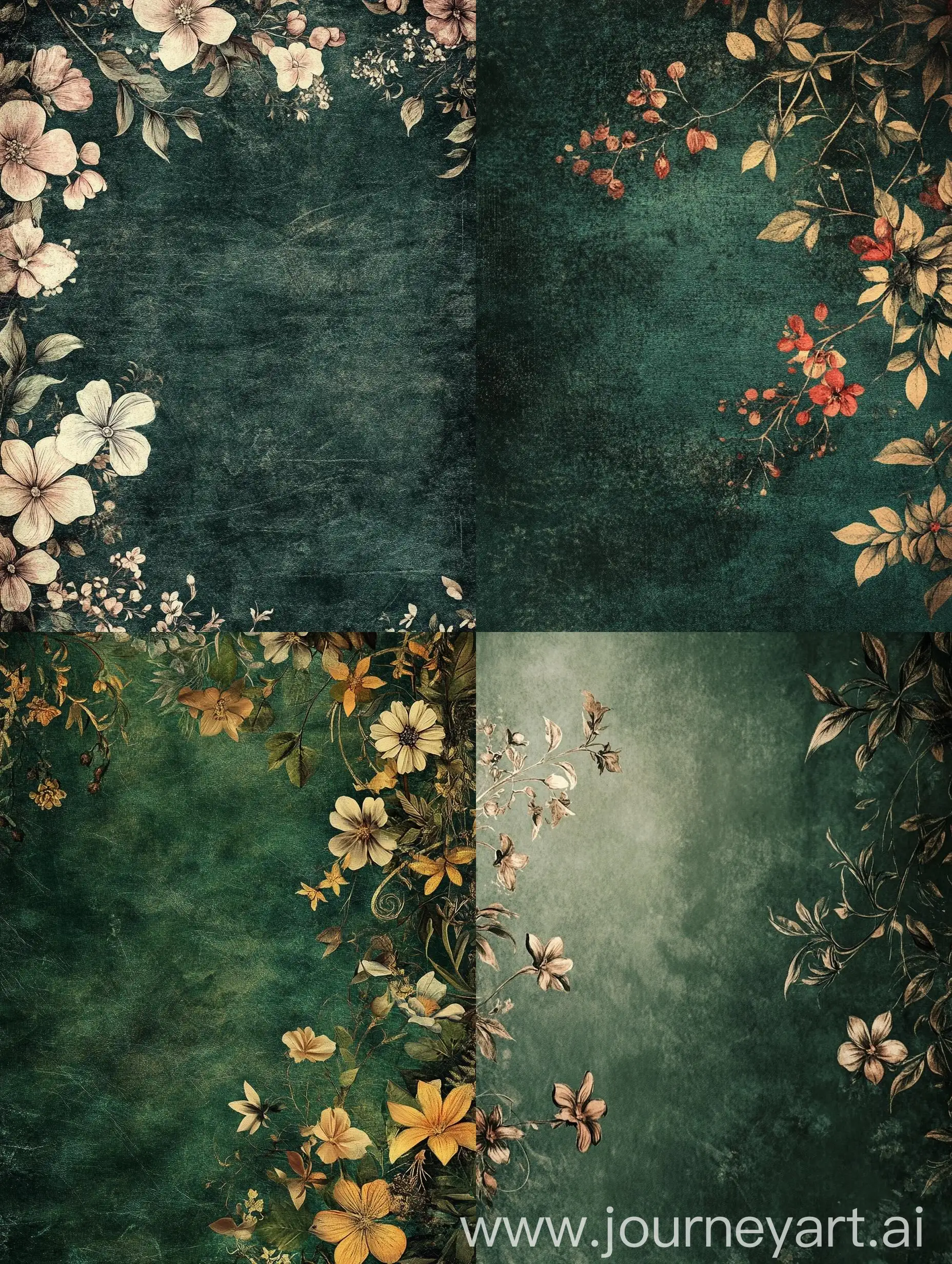 Vintage-Floral-Scrapbook-Paper-in-Dark-Green-Fantasy-Style